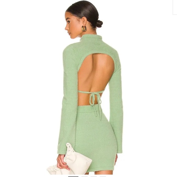 NWT SET Camila Coelho - Raquel Light Green Cropped Sweater & Mini Skirt - Small - Picture 4 of 8